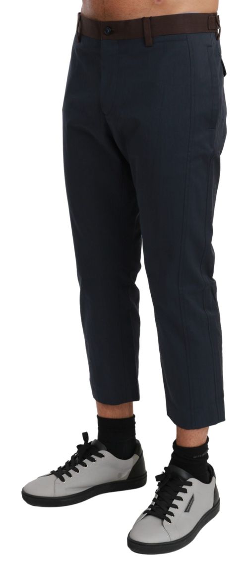 Striped Cropped Trousers — Navy