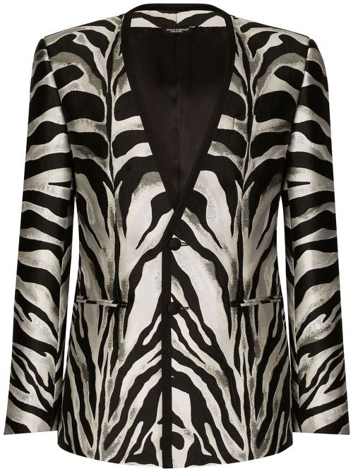 Abstract-print single-breasted blazer - Black