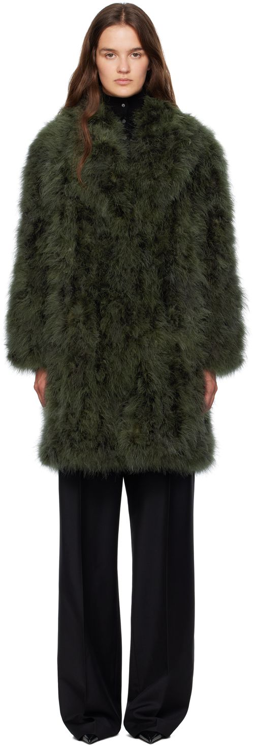 Green Long Feather Coat