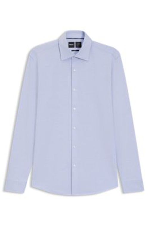 BOSS Patterned slim-fit shirt in cotton-blend jersey - Light Blue Men's Shirt