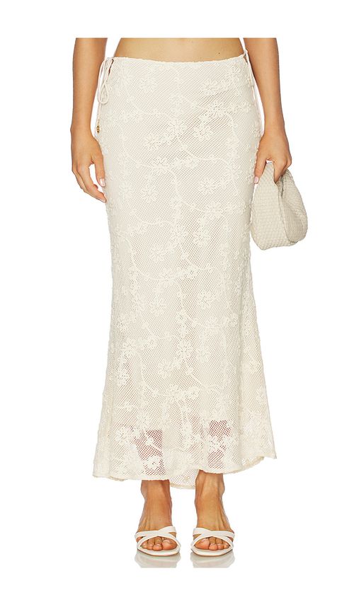 Kulani Kinis Lace Side Tie Maxi Skirt in Ivory. Größe L. Also in M, S
