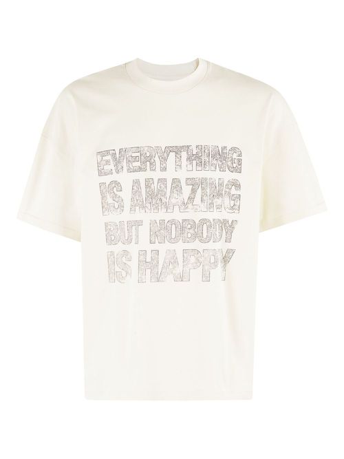Quote slogan-print T-shirt - Neutrals