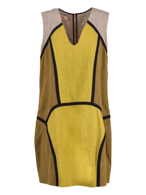 2000s linen midi dress - Yellow