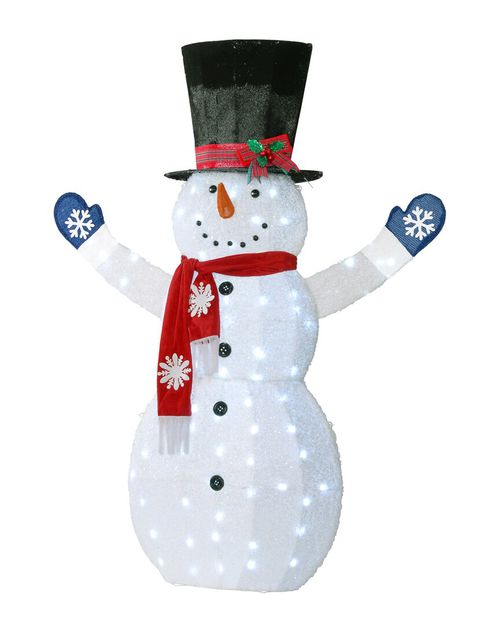 72in Fuzzy Fabric Snowman with LED Lights