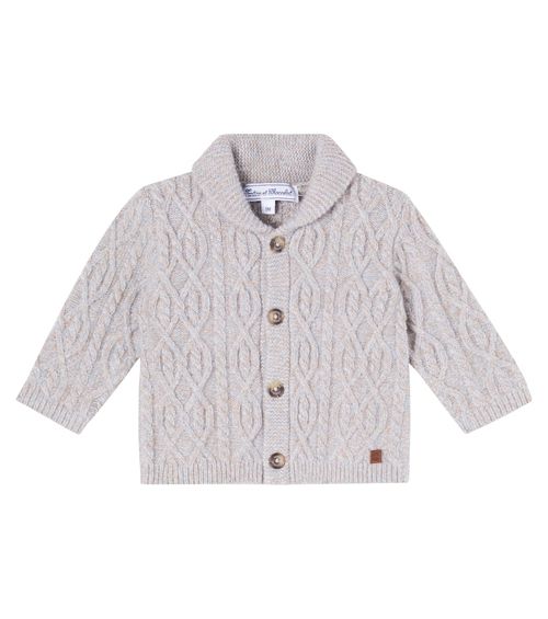 Baby cable-knit wool cardigan
