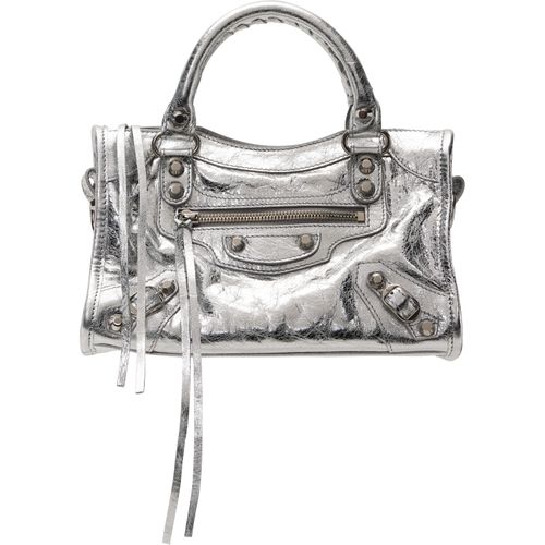 Silver 'Le City Mini' Metallic Lamb Leather Bag
