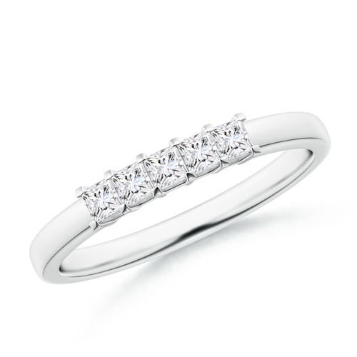 Angara 0.3 Carat Classic Five Stone Princess Diamond Wedding Ring for Her in 18K White Gold