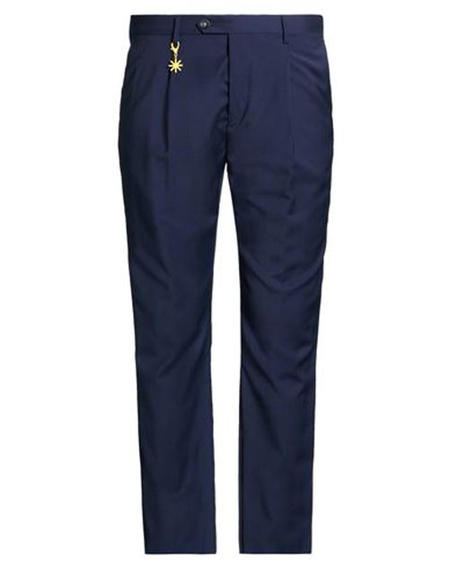 Man Pants Navy Size 38 Wool, Elastane