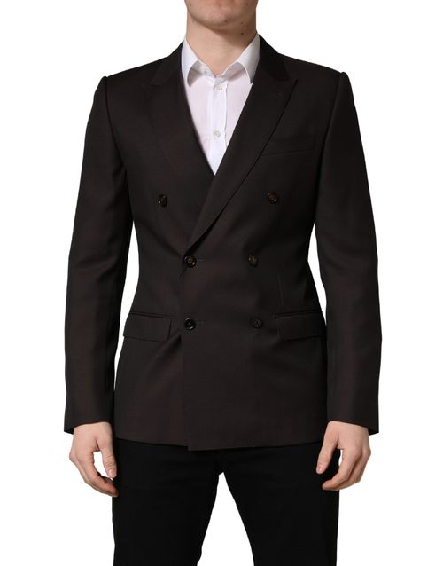 Double-Breasted Virgin Wool Blazer — Purple