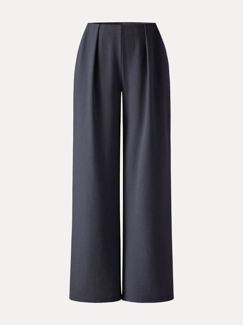 Linen Wide Flare Pant with Pockets - Regular / Black Navy