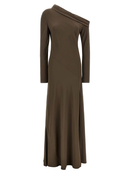 Asymmetrical One-Shoulder Dress — Olive