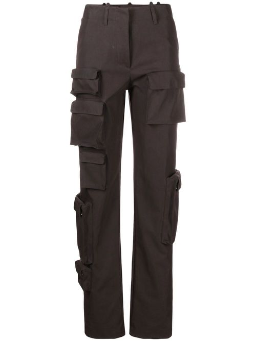 High-waisted cargo trousers - DARK GREY NO COLOR