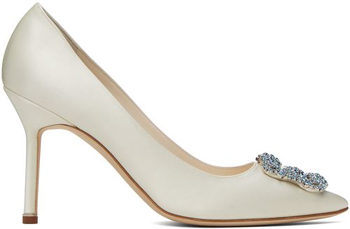 Manolo Blahnik Off-White Hangisi Bridal Heels