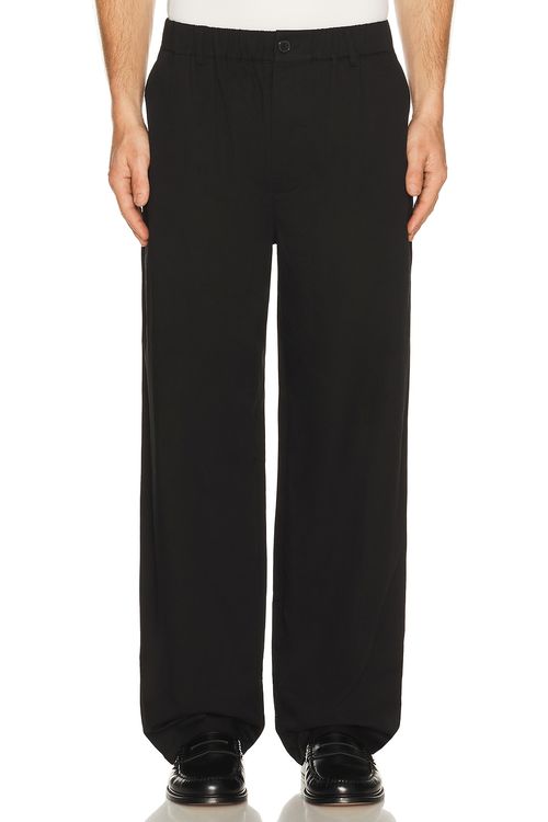 FRAME Relaxed Cotton Trousers in Black