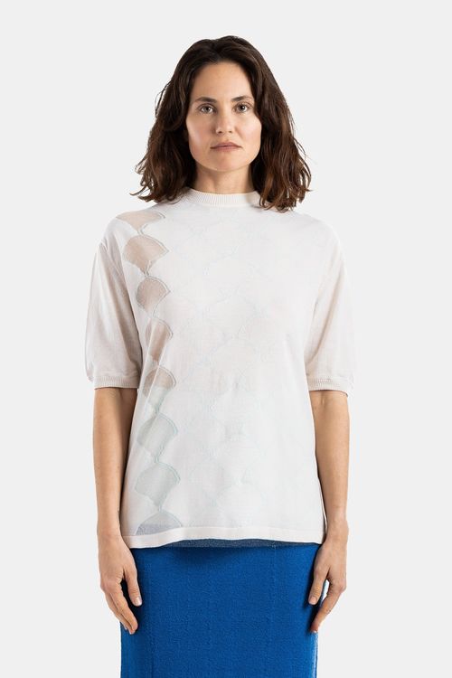 Seashell Argyle Jacquard T-Shirt — Beige
