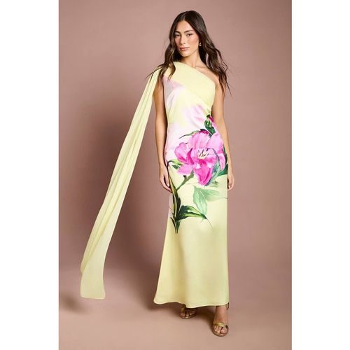 Coast Women's One Shoulder Placement Print Chiffon Maxi Dress in Yellow
