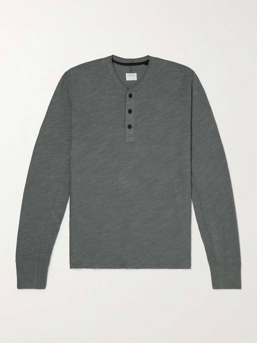 Round-split neck long-sleeved top