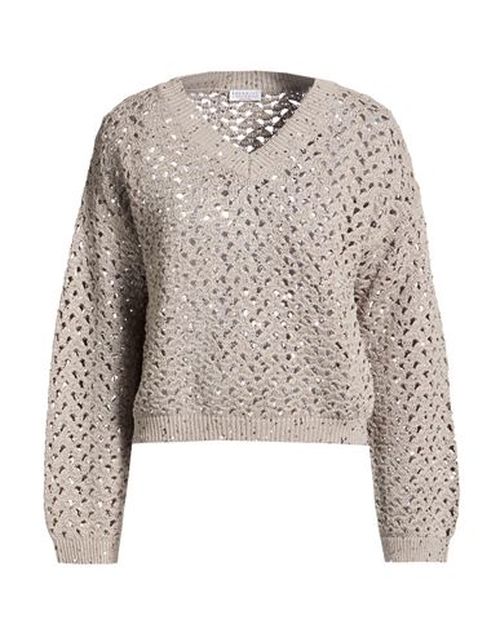 Woman Sweater Light grey Size M Cotton, Linen, Silk