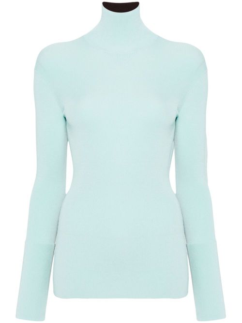 High-neck long-sleeve top - Blue