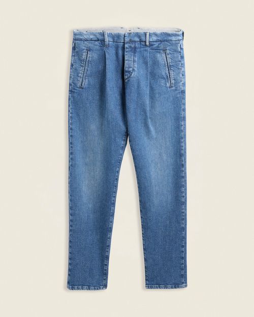 Tapered fit stretch denim trousers dark blue