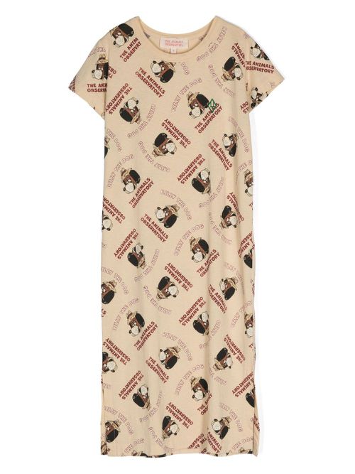 Printed midi T-shirt dress - Neutrals