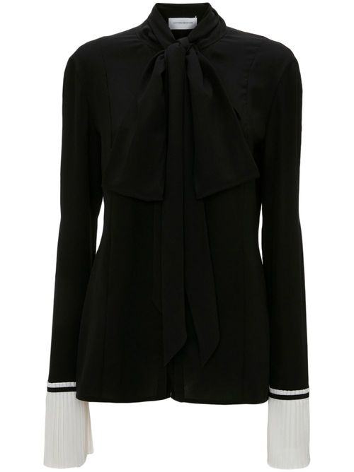 Victoria Beckham pleat-detail silk blouse - Schwarz