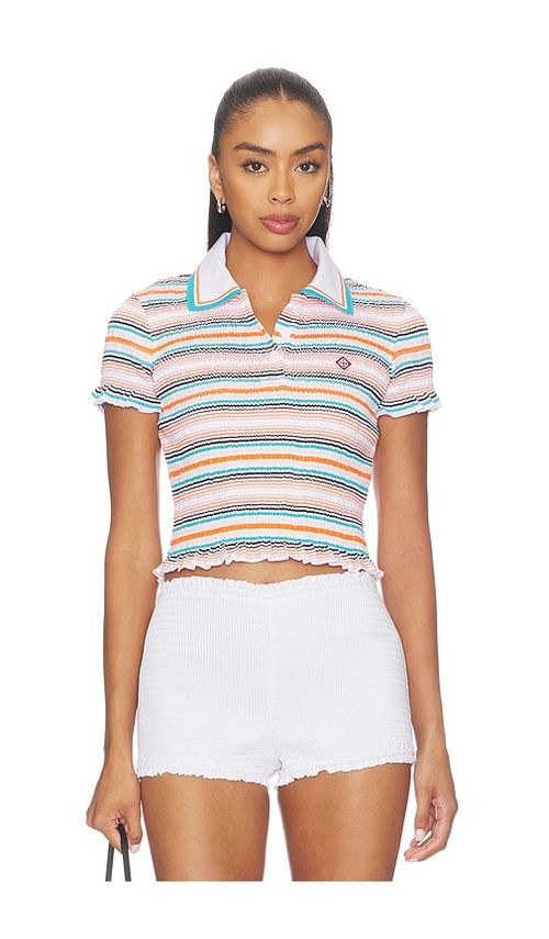 Multicolor Stripes Shirt Collar Polo