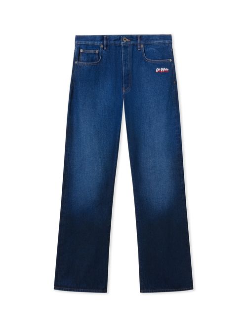 Spray Diagonal Relax Jeans - Male Jeans Medium Blue