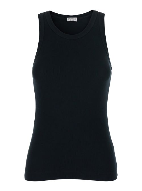 Ribbed Cotton Tank Top — Black