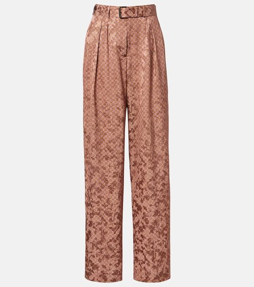 Belted printed wide-leg pants