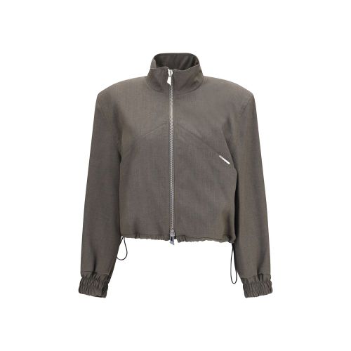 Wool-Blend Bomber Jacket — Brown