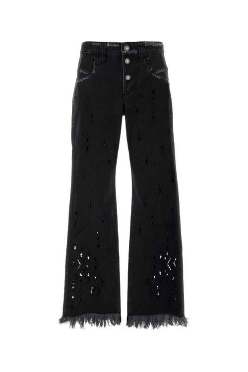 Distressed Cotton Jeans — Black