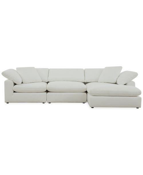 Furniture Fog 3-Pc. Fabric Chaise Sectional Sofa Set - Pearl