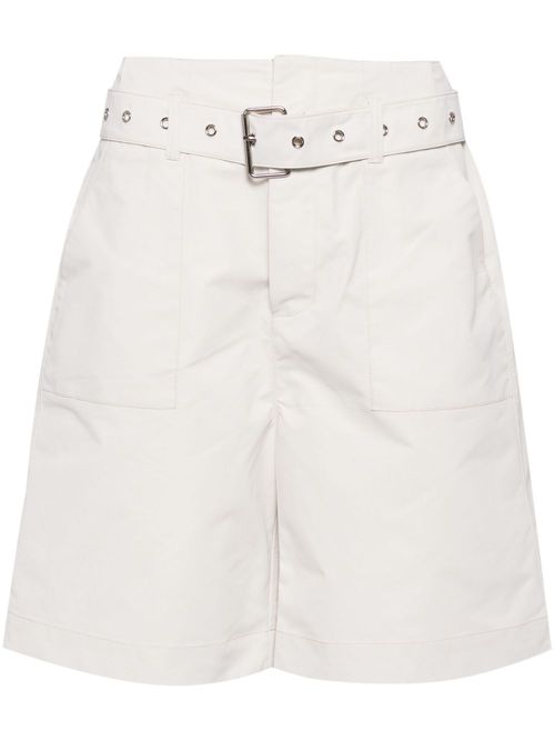 Knee-length twill shorts - White