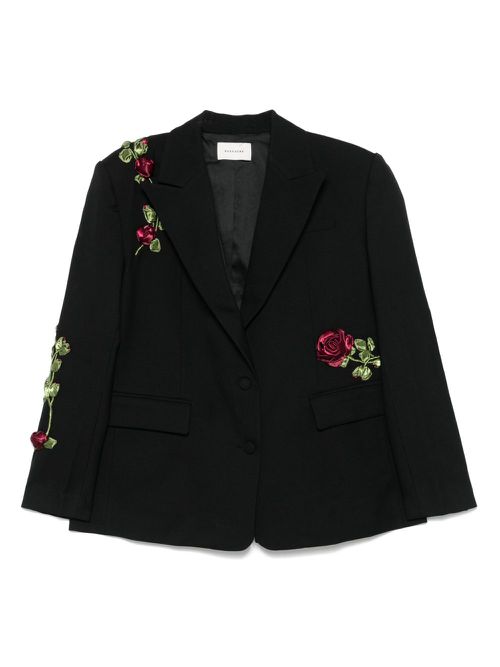 Floral-appliqué blazer - Black