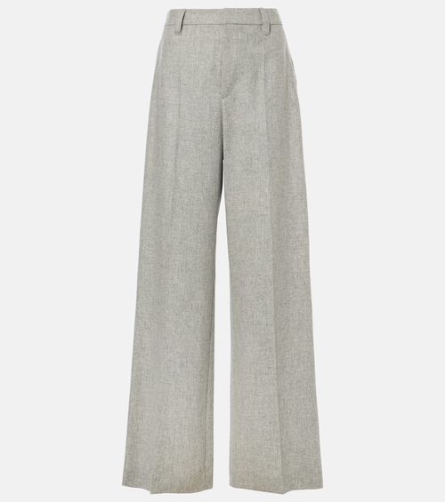 Wool and cashmere flannel wide-leg pants