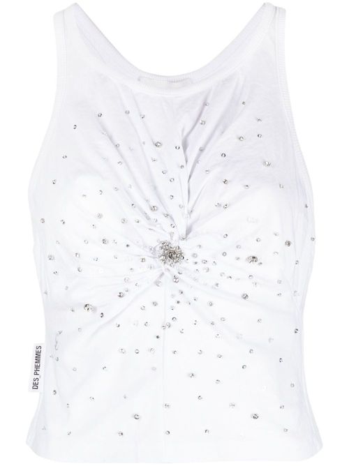 DES PHEMMES crystal-embellished tank top - White