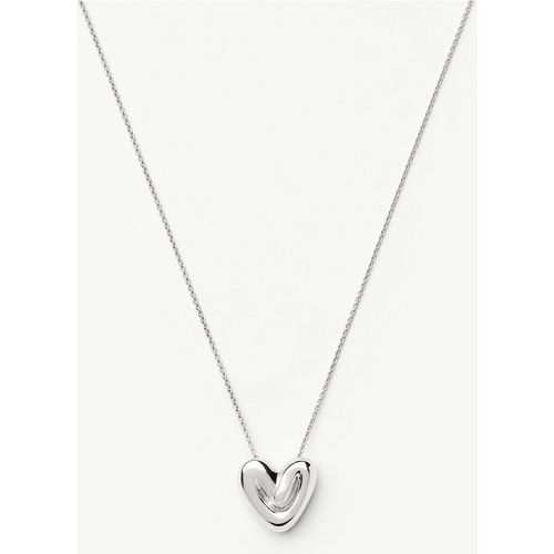 Puffy Heart Pendant Necklace | Silver Plated