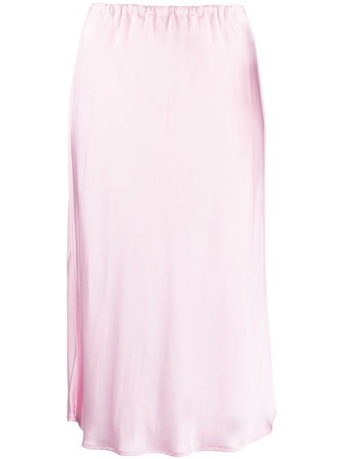 Elasticated-waist flared midi skirt - Pink