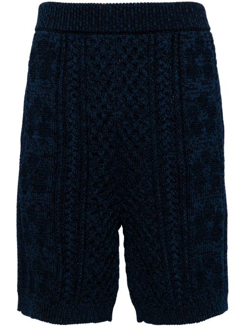 Knitted knee-length shorts - Blue