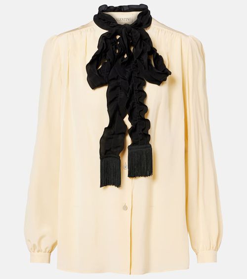 Ruffled silk crêpe de chine blouse