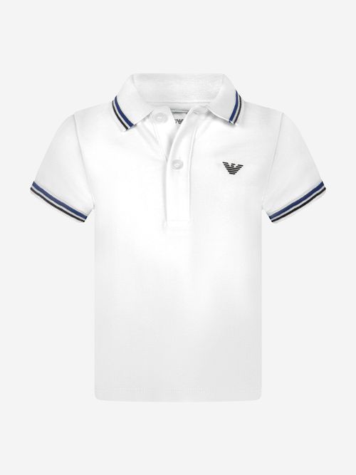 Emporio Armani Baby Boys Logo Polo Shirt In White 12 Mths