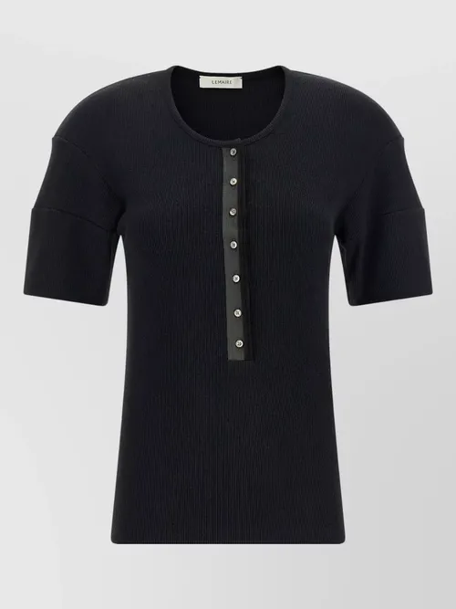 Lemaire - henley knit short sleeve round neck sweater