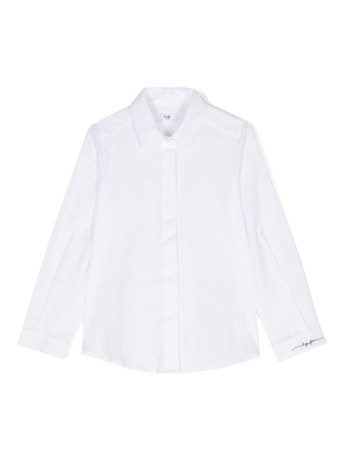 Logo-embroidered poplin shirt - White