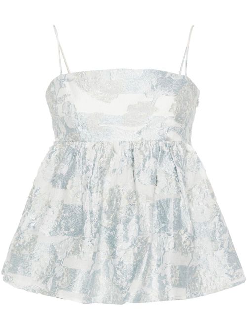 Sghari floral-jacquard top - Blue
