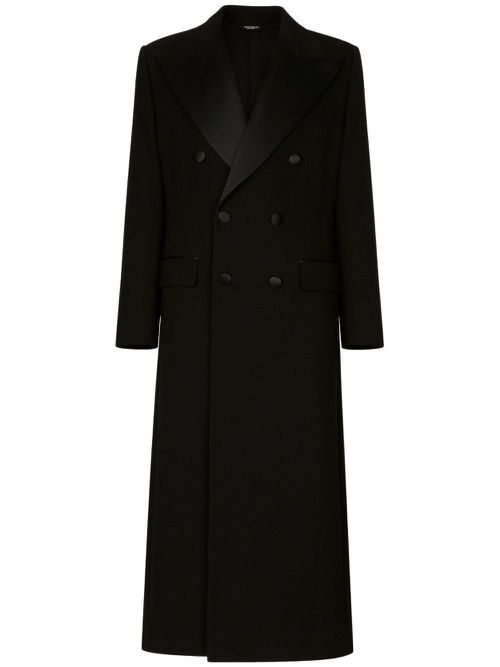 Double-breasted peaked-lapel coat - Black