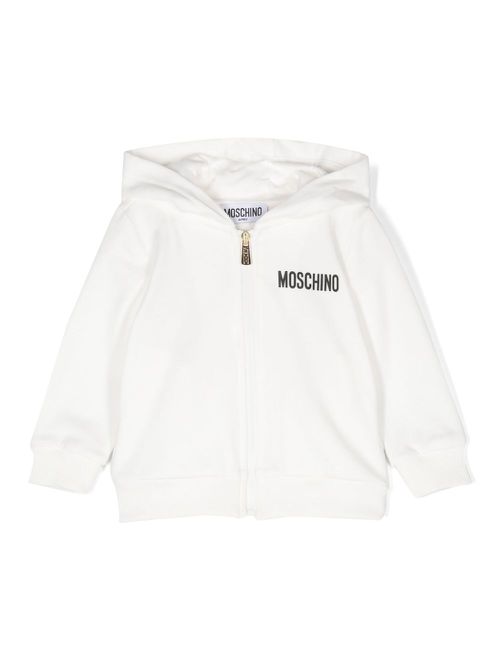 Logo-print zip-up hoodie - White