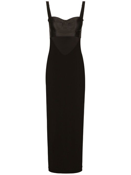 KIM DOLCE&GABBANA contrasting-panel fitted dress - Black