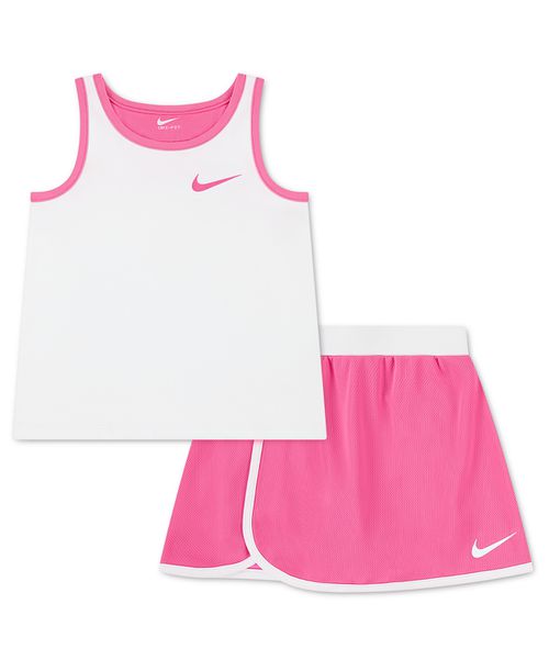 Girls' 4-6X Dri-fit Color-Blocked Tank Top and Skort, 2-Piece Set - Pink Glow