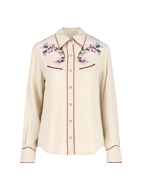 Embroidered Bead-Trim Shirt